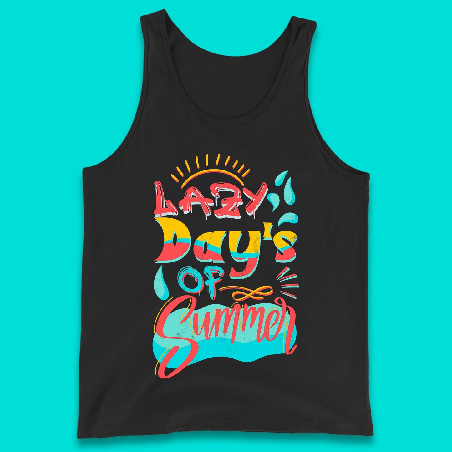 Lazy Days Of Summer Vintage Retro Sunset Surfer Beach Holiday Trip Tank Top