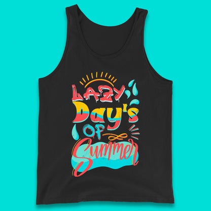 Lazy Days Of Summer Vintage Retro Sunset Surfer Beach Holiday Trip Tank Top