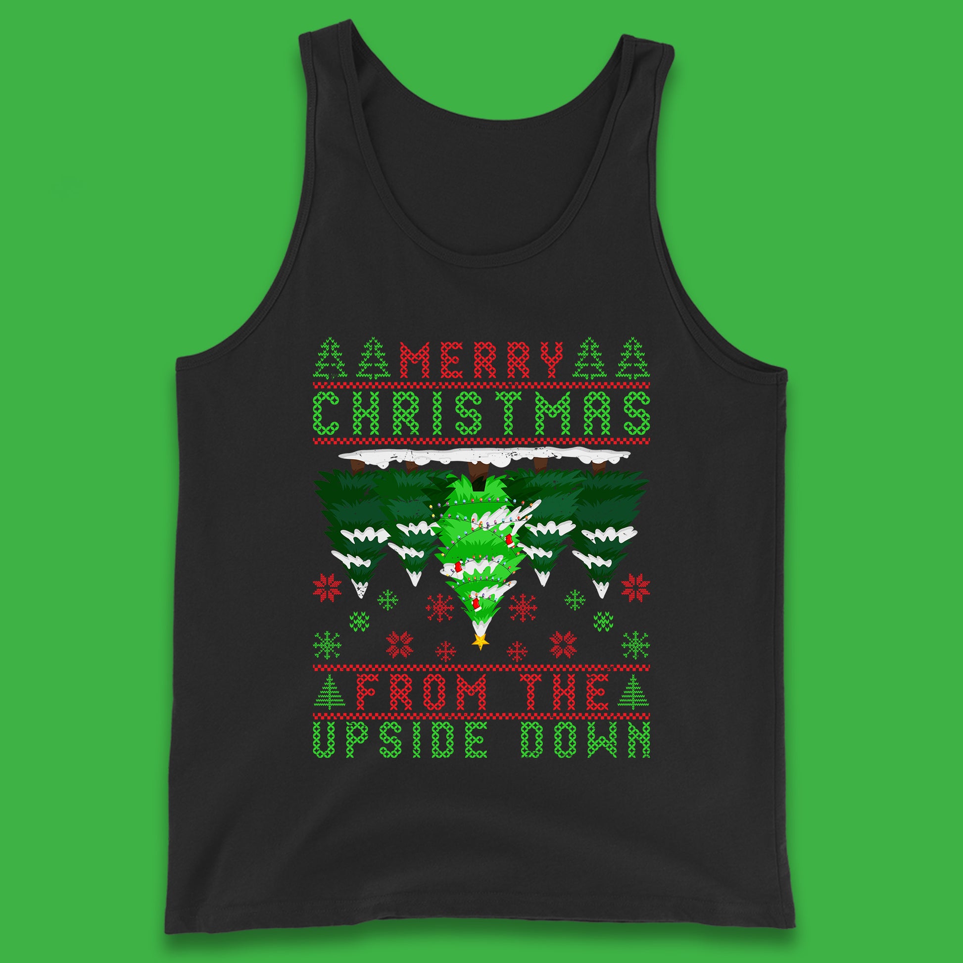 merry christmas from the upside down tree tank top
