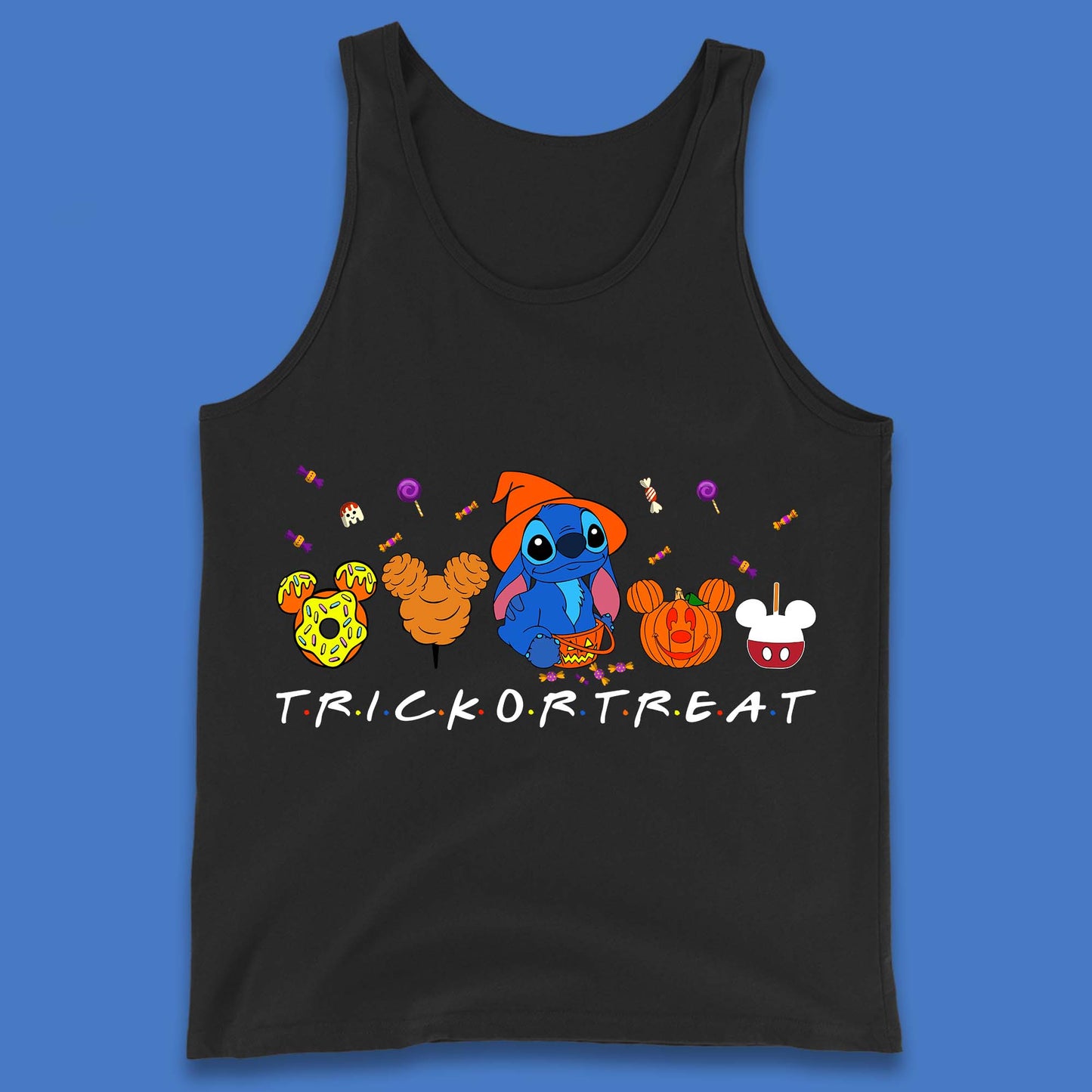 Halloween Disney Stitch Snacks Trick Or Treat Stitch And Mickey Mouse Friends Spoof Disneyland Snacks Tank Top