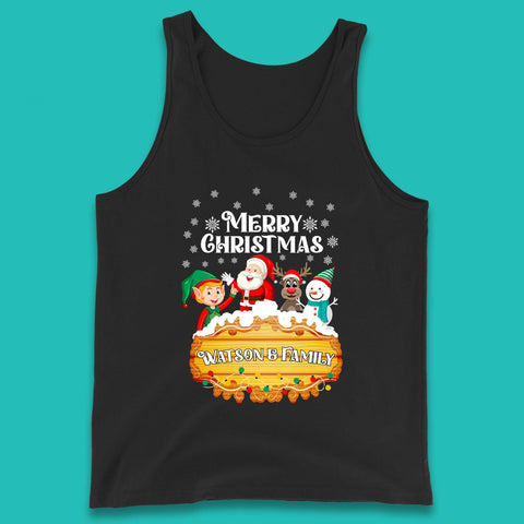 Personalised Merry Christmas Your Name Santa Claus Reindeer Snowman Elf Family Xmas Holiday Squad Tank Top