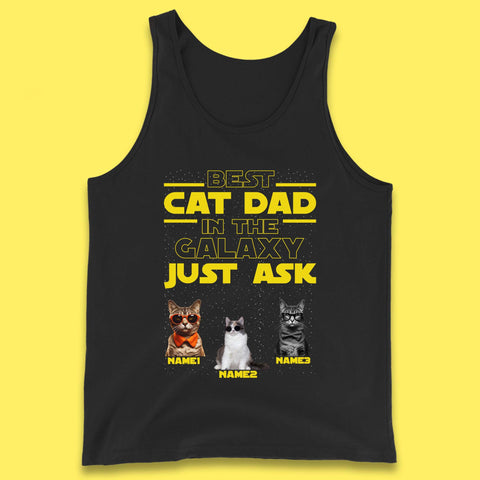 Personalised Best Cat Dad In The Galaxy Tank Top