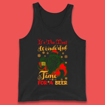 santa drinking beer tank top