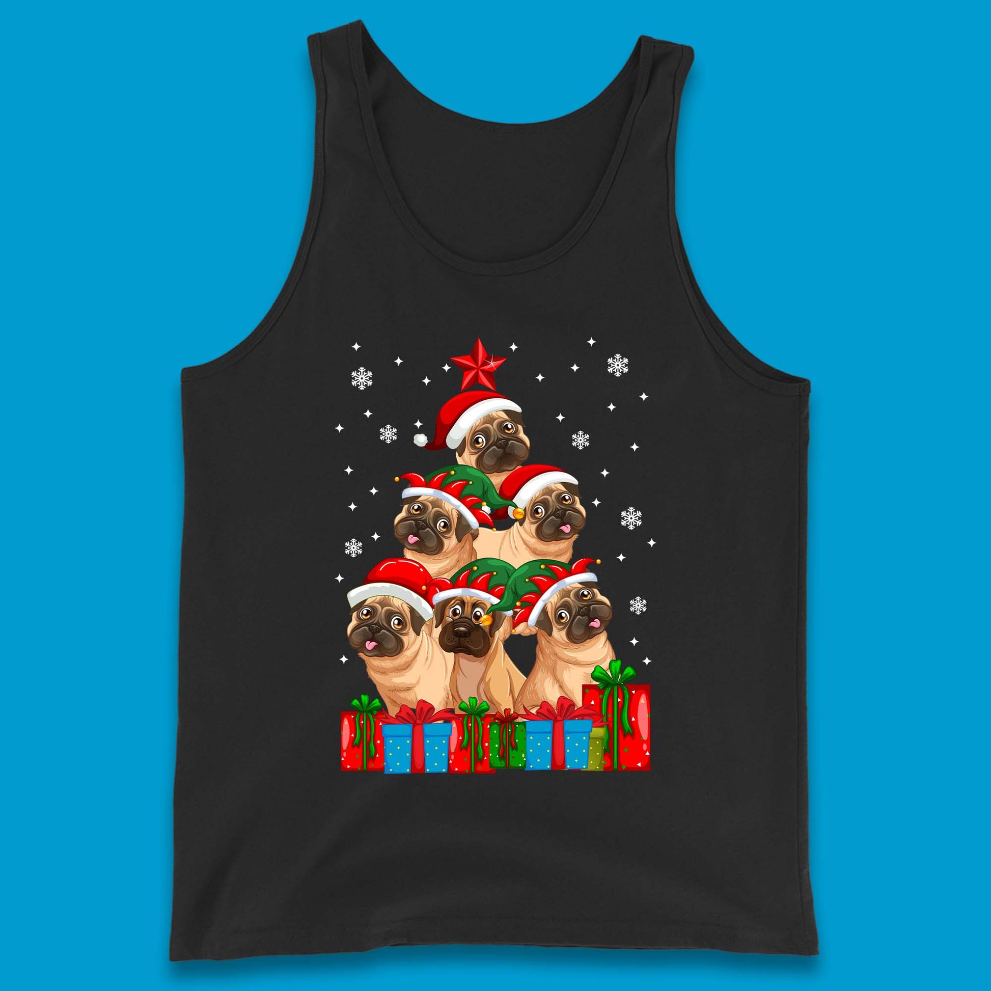pug dog christmas tank top