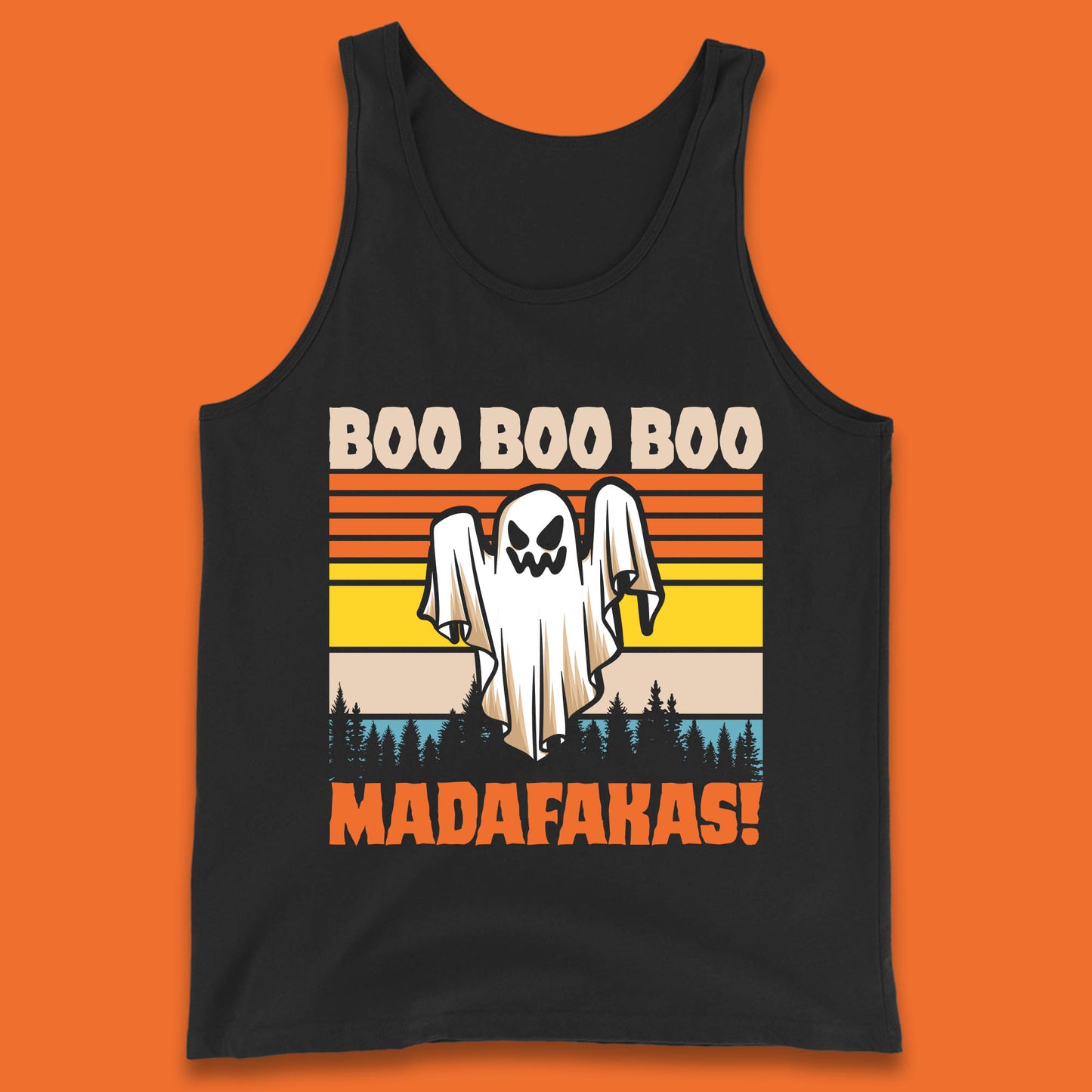 Ghost Say Boo Boo Boo Madafakas Halloween Vintage Horror Scary Boo Ghost Tank Top