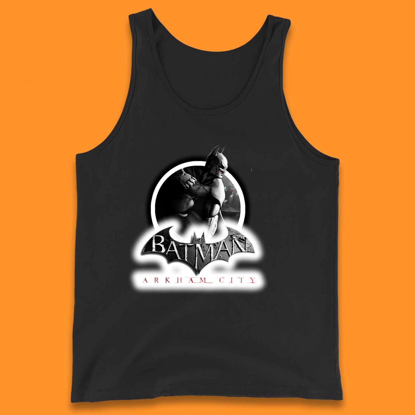 Batman Arkham City Action Adventure Game Batman Basic Logo DC Comics Superhero Gamer Tank Top