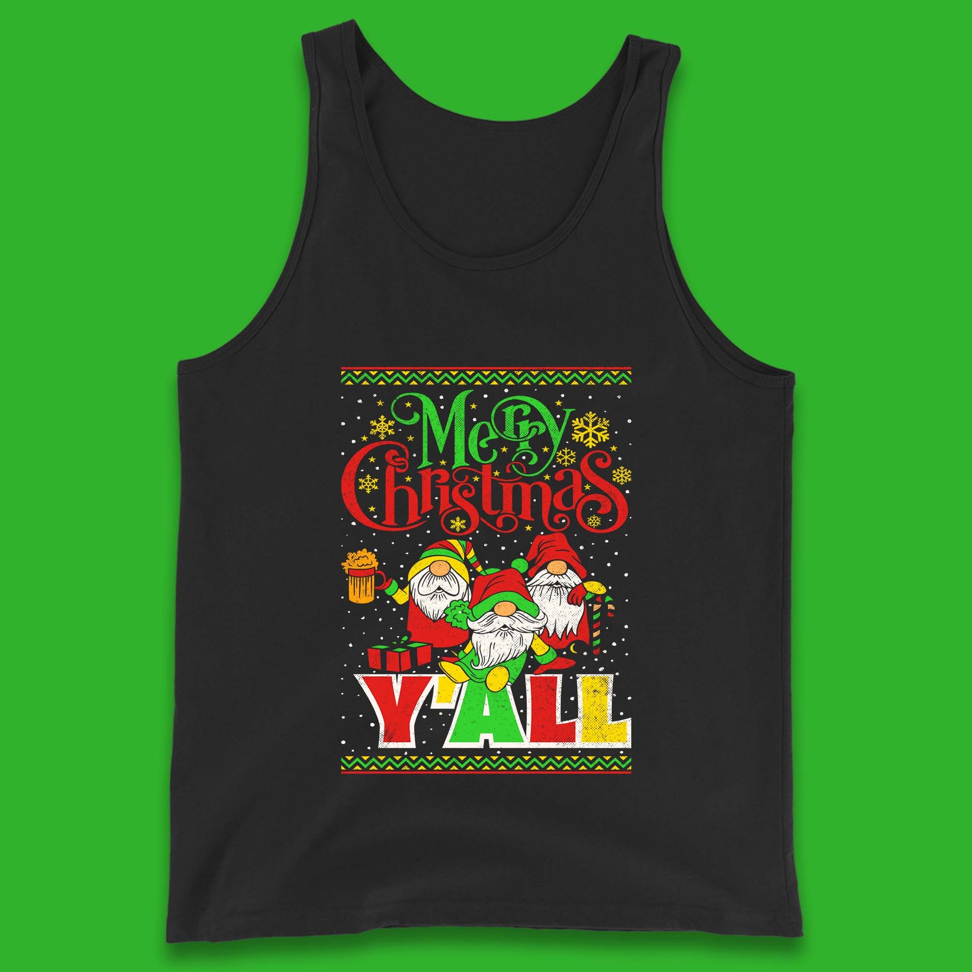 gnome christmas ringer tank top