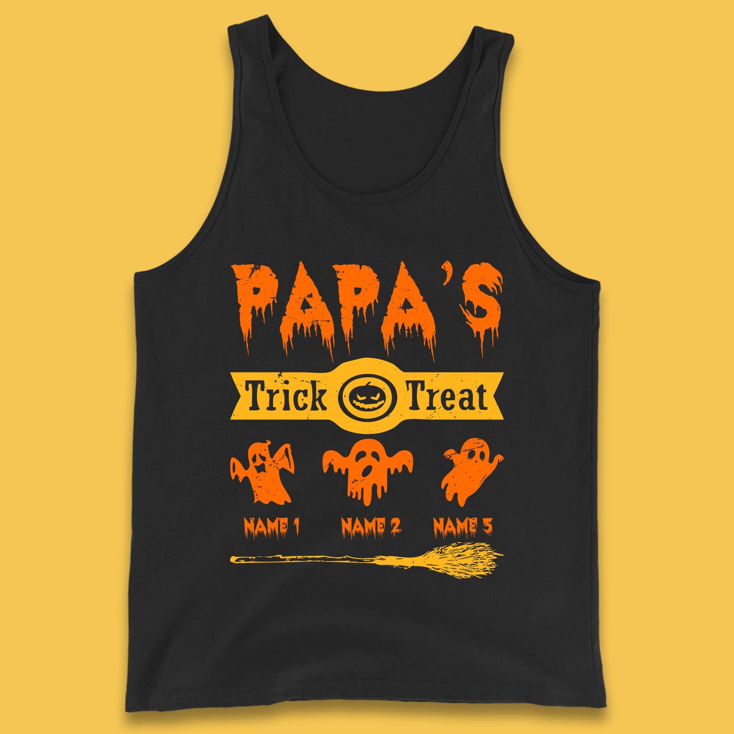 Personalised Papa's Trick Or Treat Halloween Custom Your Boo Ghost Children Names Scary Spooky Costume Tank Top
