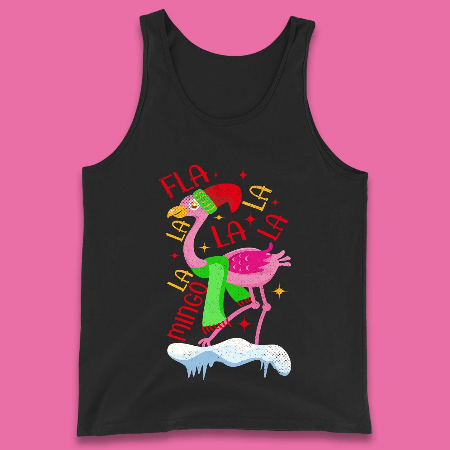 pink flamingo christmas tank top