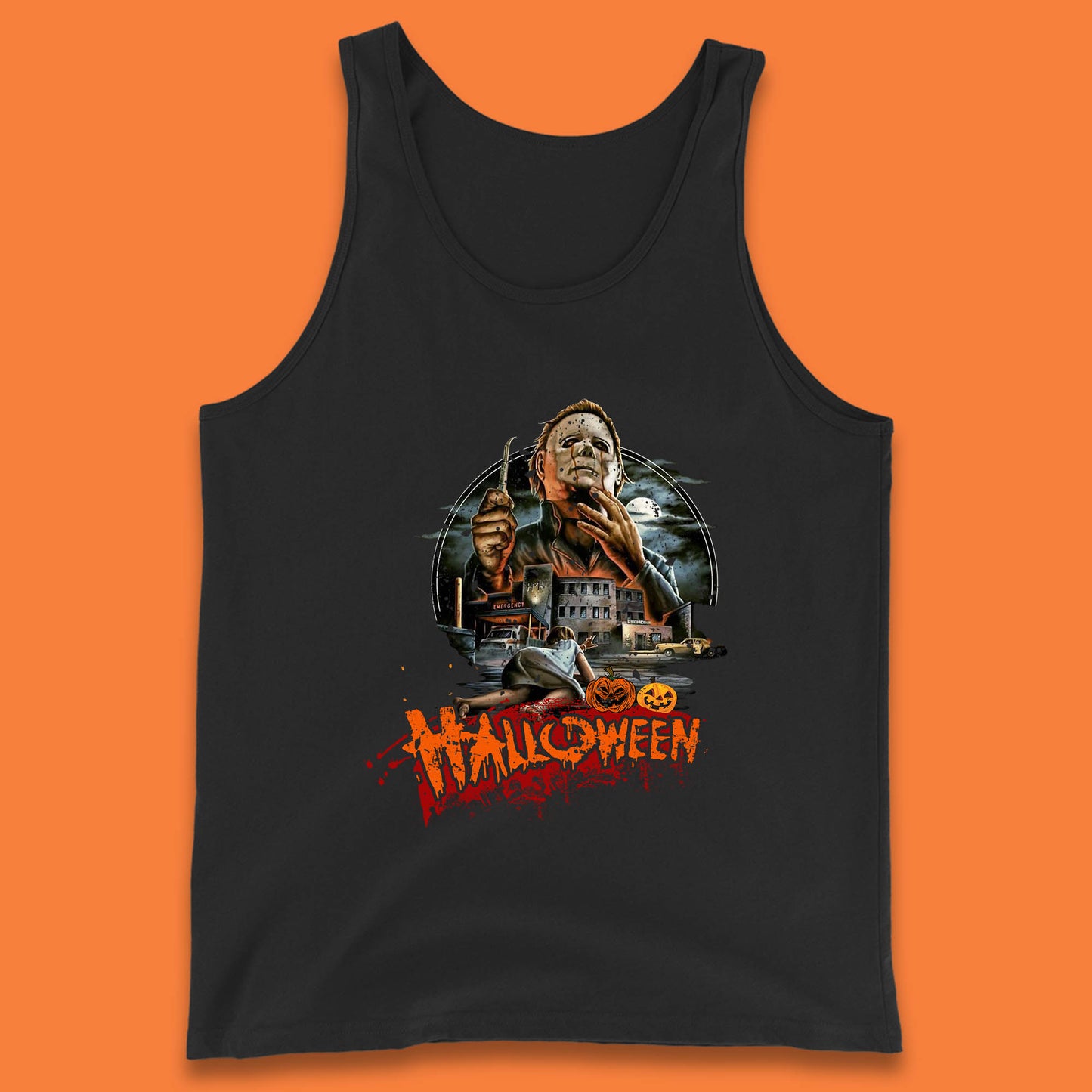 Halloween II The Nightmare Isn't Over Vintage Halloween Movie Poster Micheal Myers Horror Character Tank Top