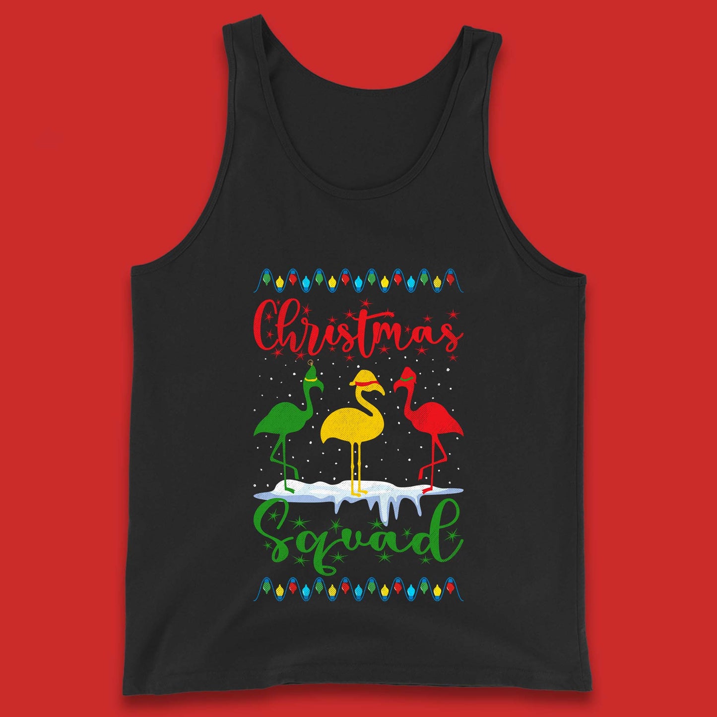 flamingos christmas tank top