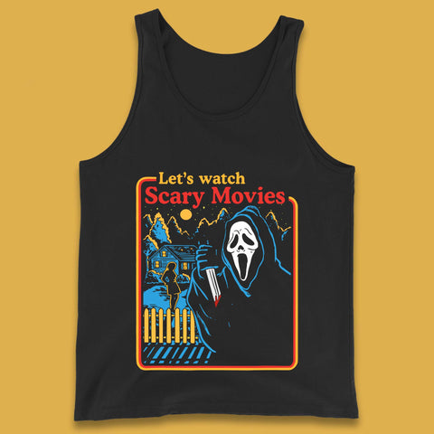 Let's Watch Scary Movies Screaming Ghostface Scream Watch Scary Halloween Tank Top