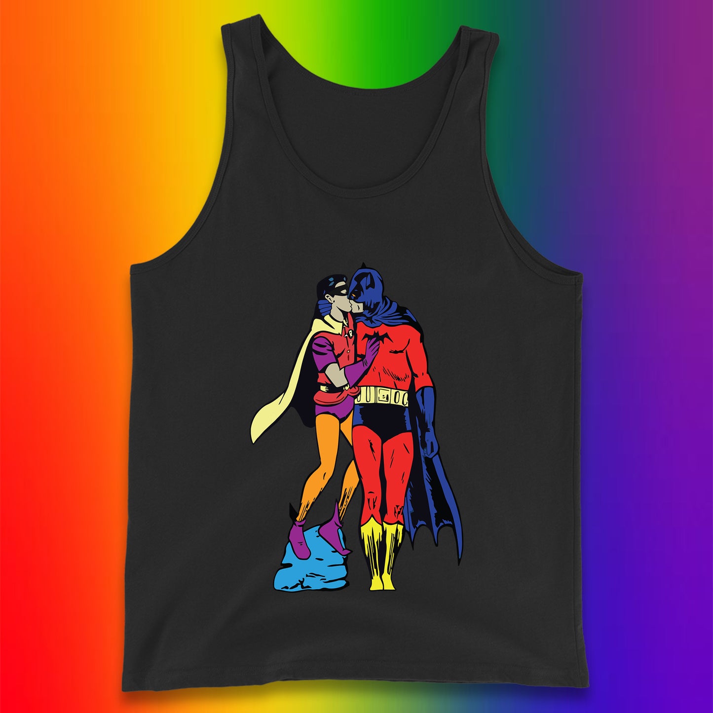 Batman X Robin Superhero Kiss Gay Pride LGBT Gay Bat Superheros Film DC Comics Tank Top