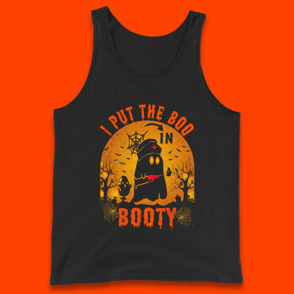 I Put The Boo In Booty Nurse Ghost Syringe Funny Halloween Nursing Boo Ghost Costume Tank Top