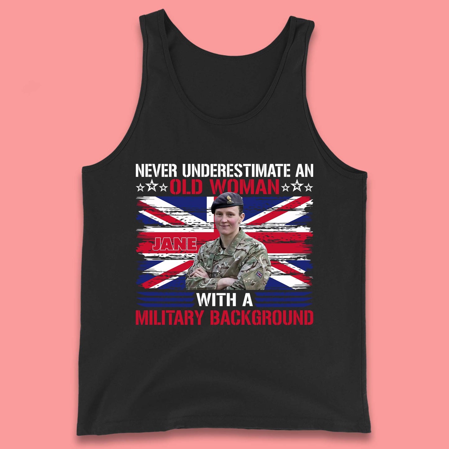Personalised Never Underestimate An Old Woman Tank Top