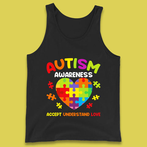 Autism Awareness Accept Understand Love Puzzle Heart Autism Support Tank Top