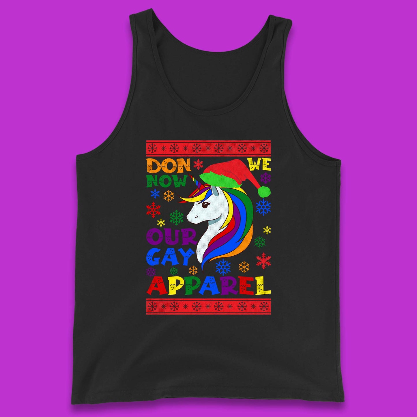 LGBT Rainbow Unicorn Christmas Tank Top