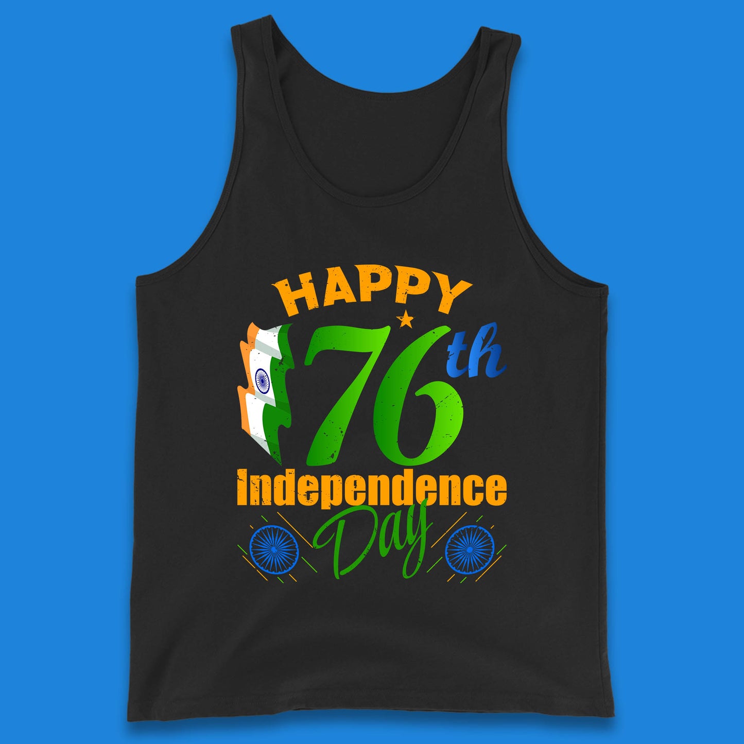 Happy India 76th Independence Day 15th August Patriotic Indian Flag Tank Top