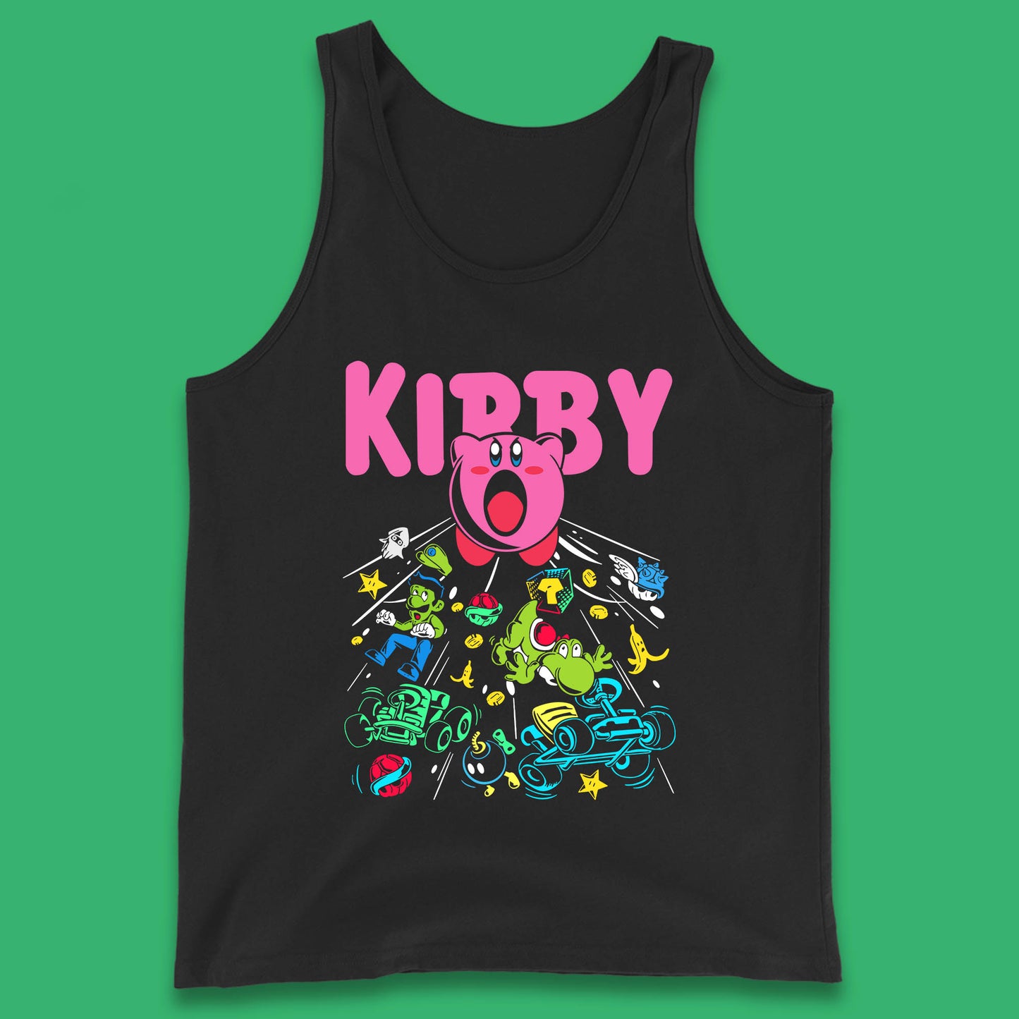 Kirby Consume Karting Mario Kart Ghost Band Heavy Metal Kirby Retro Gaming Tank Top