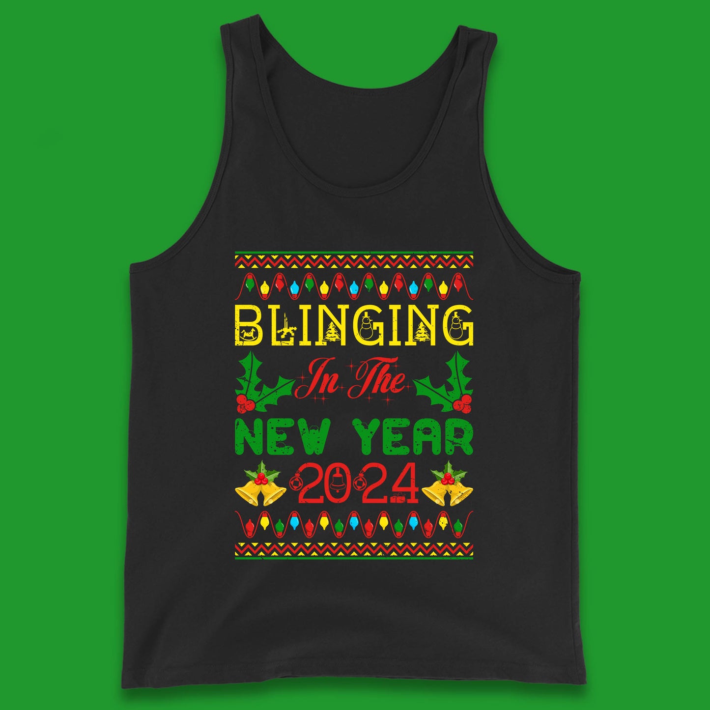 Blinging In The New Year 2024 Christmas Happy New Year Xmas Festive Celebration Tank Top