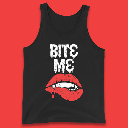 Bite Me Vampire Fangs Halloween Horror Lips Halloween Spooky Party Costume Tank Top
