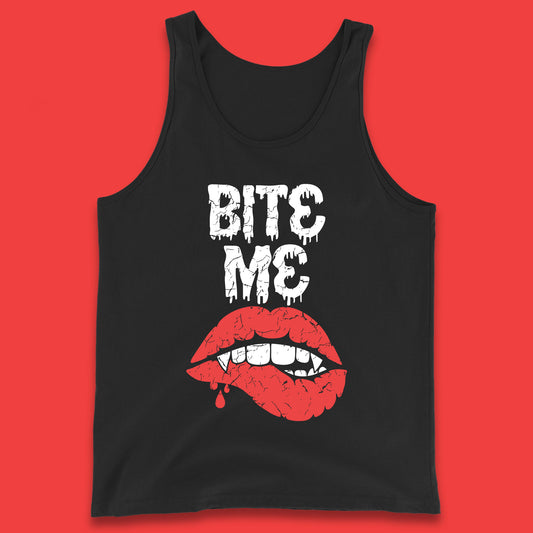 Bite Me Vampire Fangs Halloween Horror Lips Halloween Spooky Party Costume Tank Top