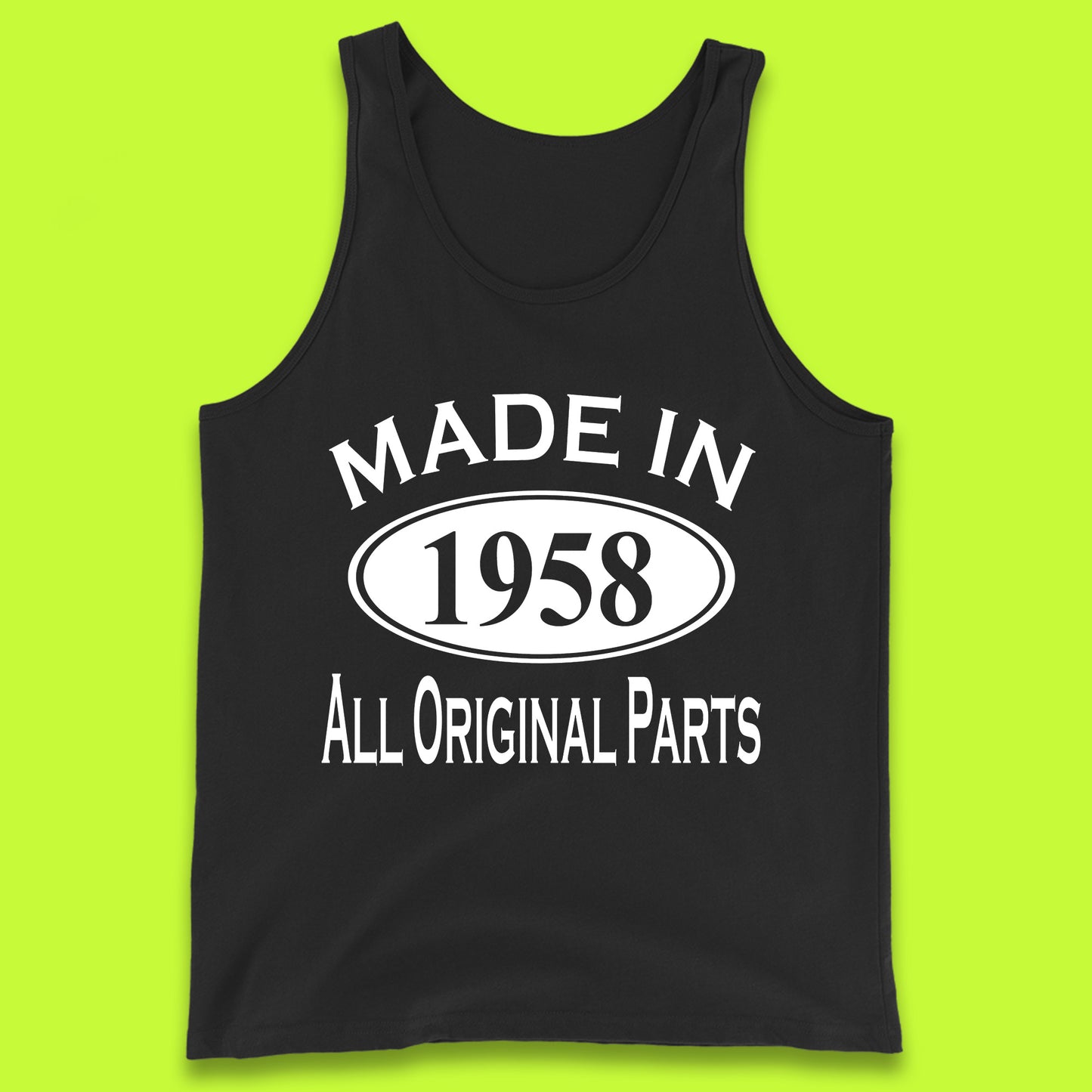Made In 1958 All Original Parts Vintage Retro 65th Birthday Funny 65 Years Old Birthday Gift Tank Top
