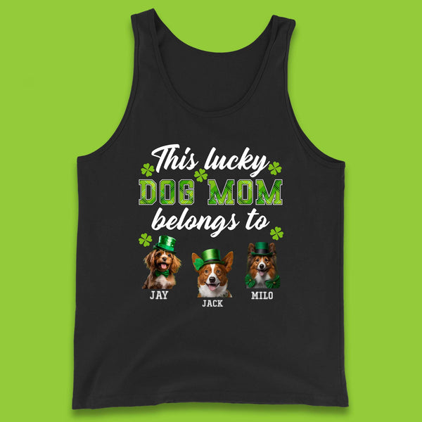Personalised This Lucky Dog Mom Belongs Tank Top