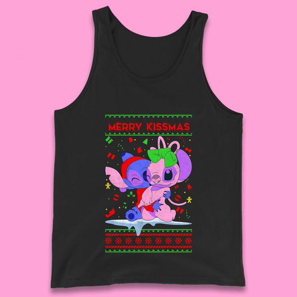 Merry Kissmas Christmas Disney Stitch And Angel Xmas Lilo & Stitch Tank Top