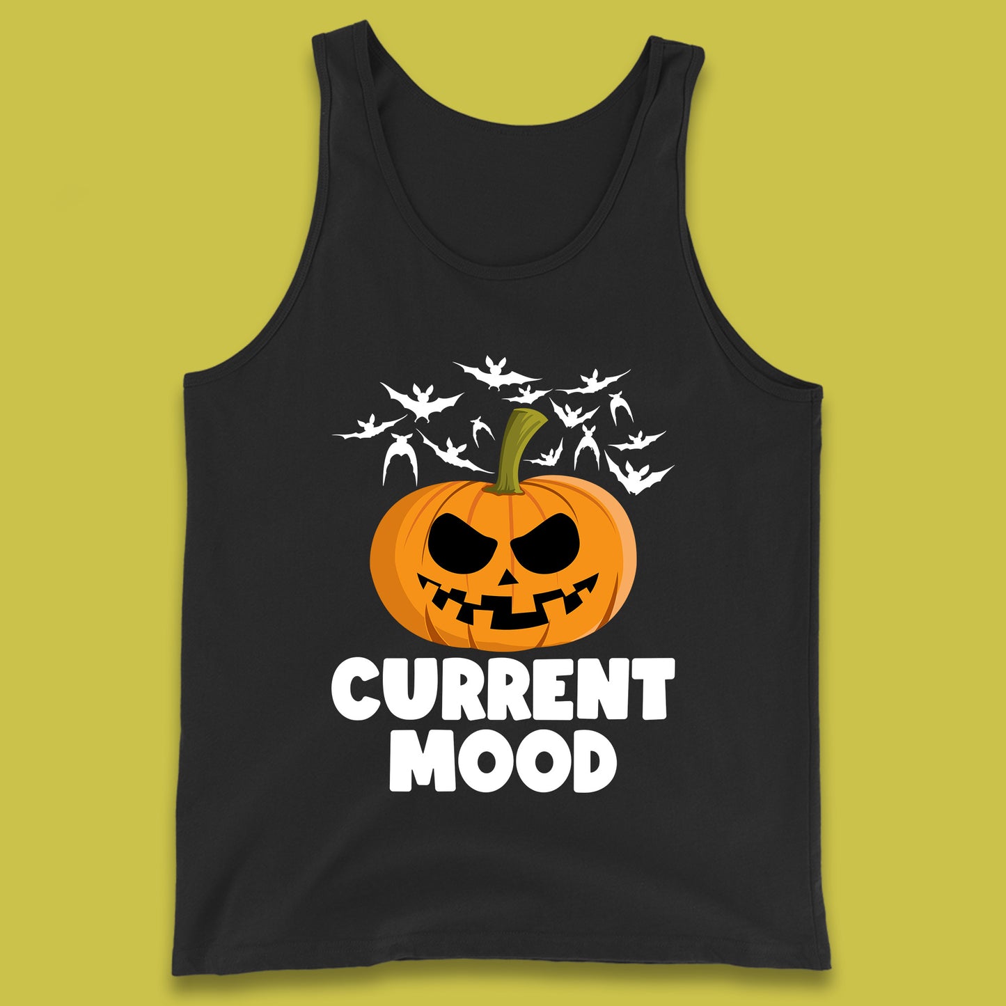 Current Mood Halloween Pumpkin Ghost Evil Scary Smile Face Horror Jack-o-lantern Tank Top