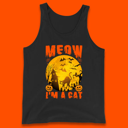 Meow I'm A Cat Halloween Black Cat Horror Scary Haunted House Tank Top