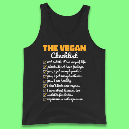 The Vegan Checklist Vegan Activism Funny Pro Vegetarian Checklist Tank Top