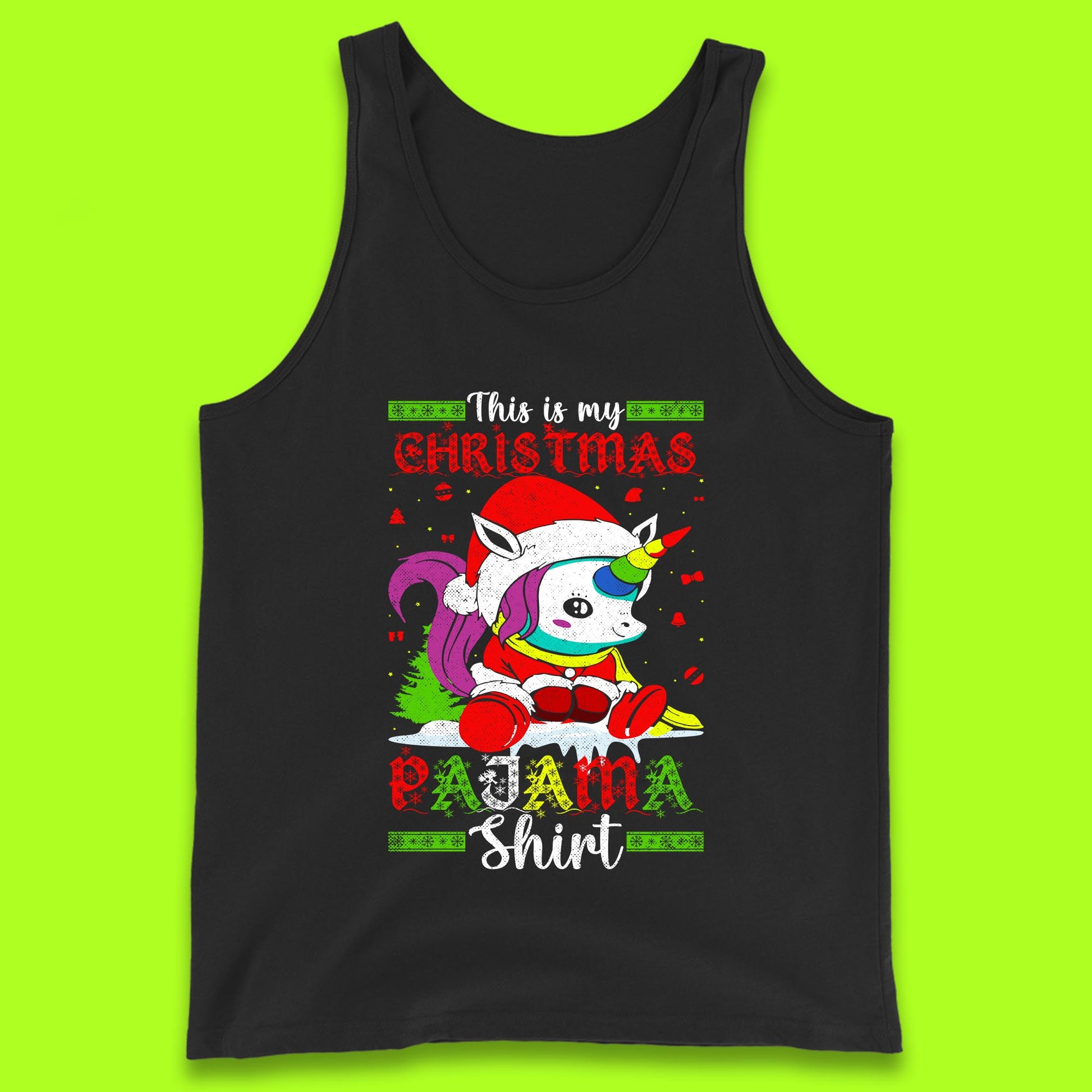 christmas unicorn santa costume tank top