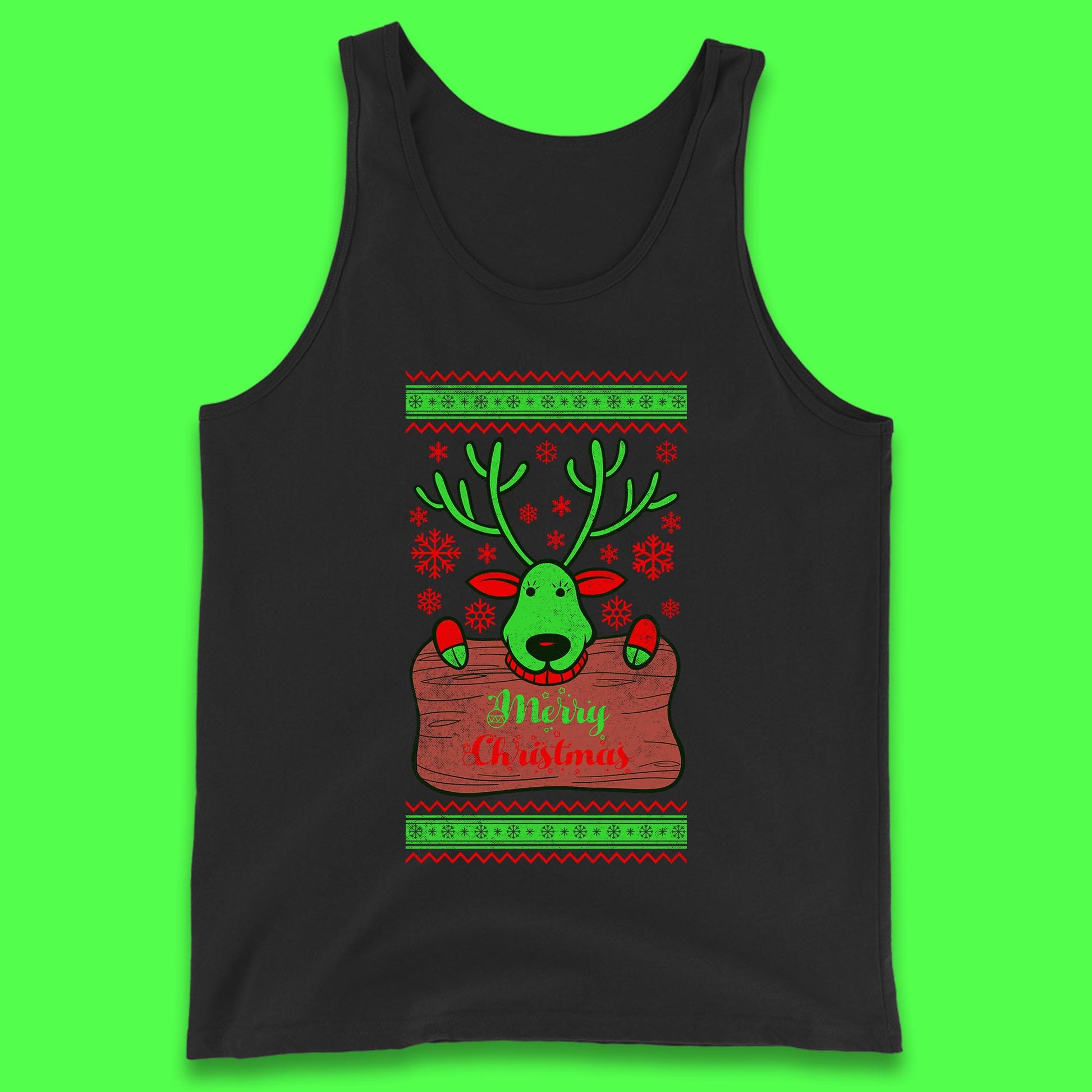 merry christmas reindeer tank top