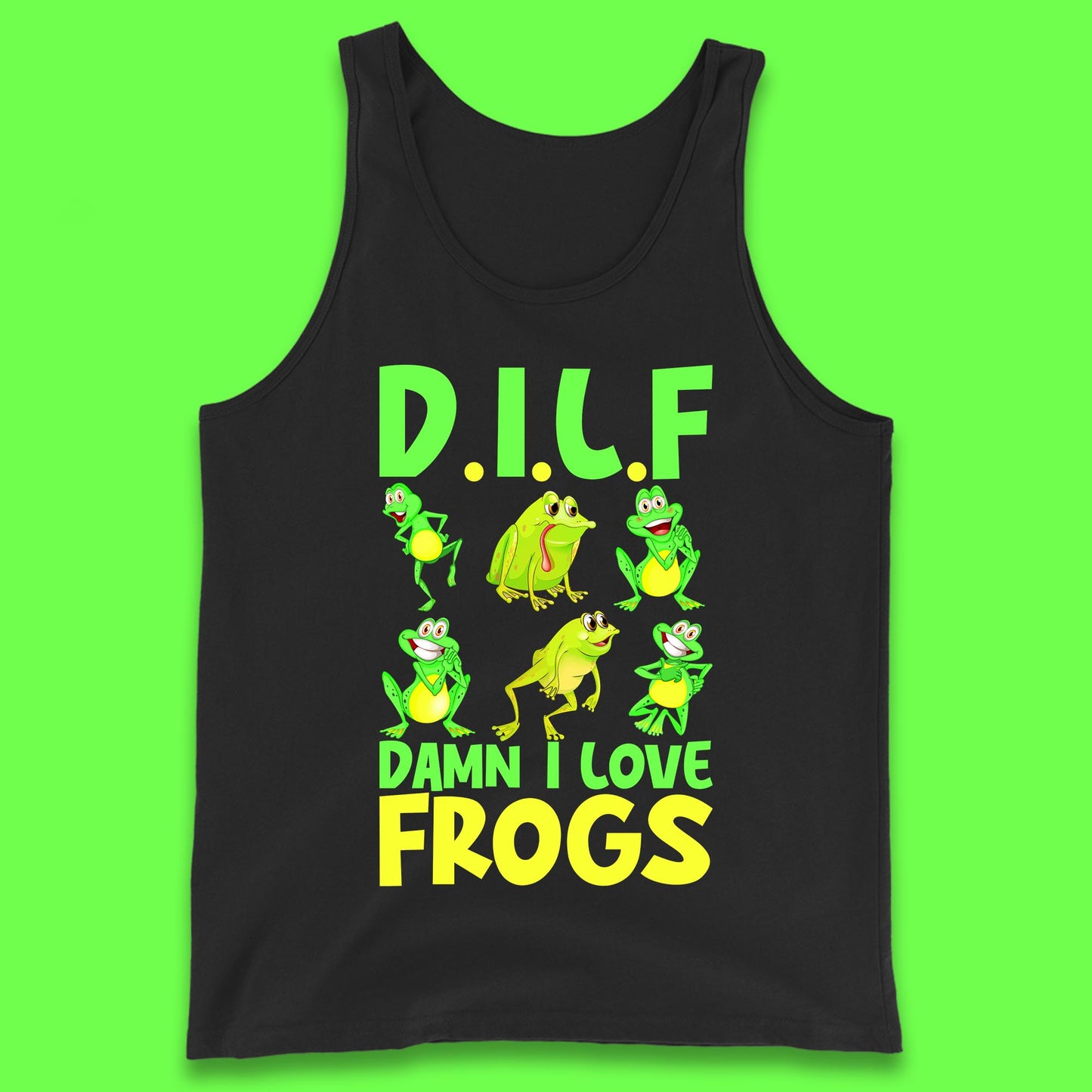 Dilf Damn I Love Frogs Funny Saying Animals Vintage Frog Lover Tank Top