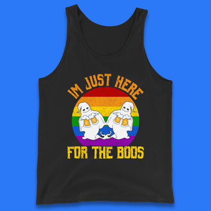 Halloween I Just Here For The Boos Gay Boo Ghosts Drinking Beer LGBTQ Pride Beer Tank Top
