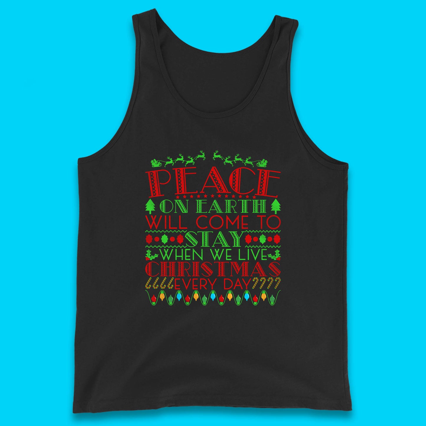 peace on earth christmas quote tank top