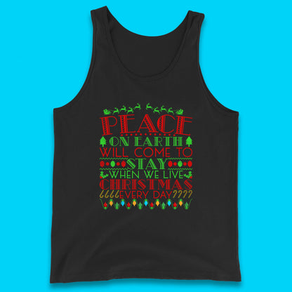peace on earth christmas quote tank top
