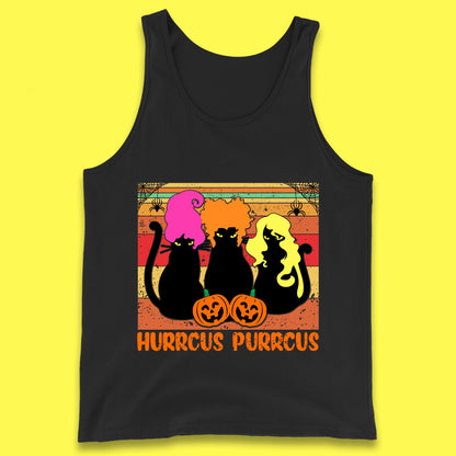Vintage Halloween Witches Hurrcus Purrucs Scary Cat Horror Pumpkin Faces Hocus Pocus Halloween Costume Tank Top