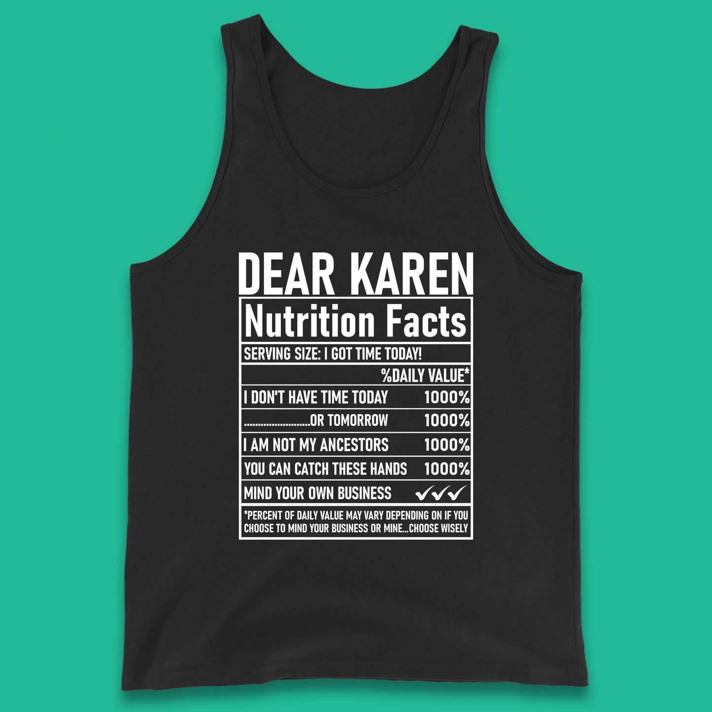 Dear Karen Nutrition Facts Tank Top