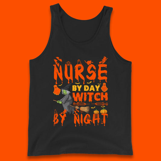 Nurse By Day Witch By Night Halloween Funny Nursing Spooky Nurse Tank Top