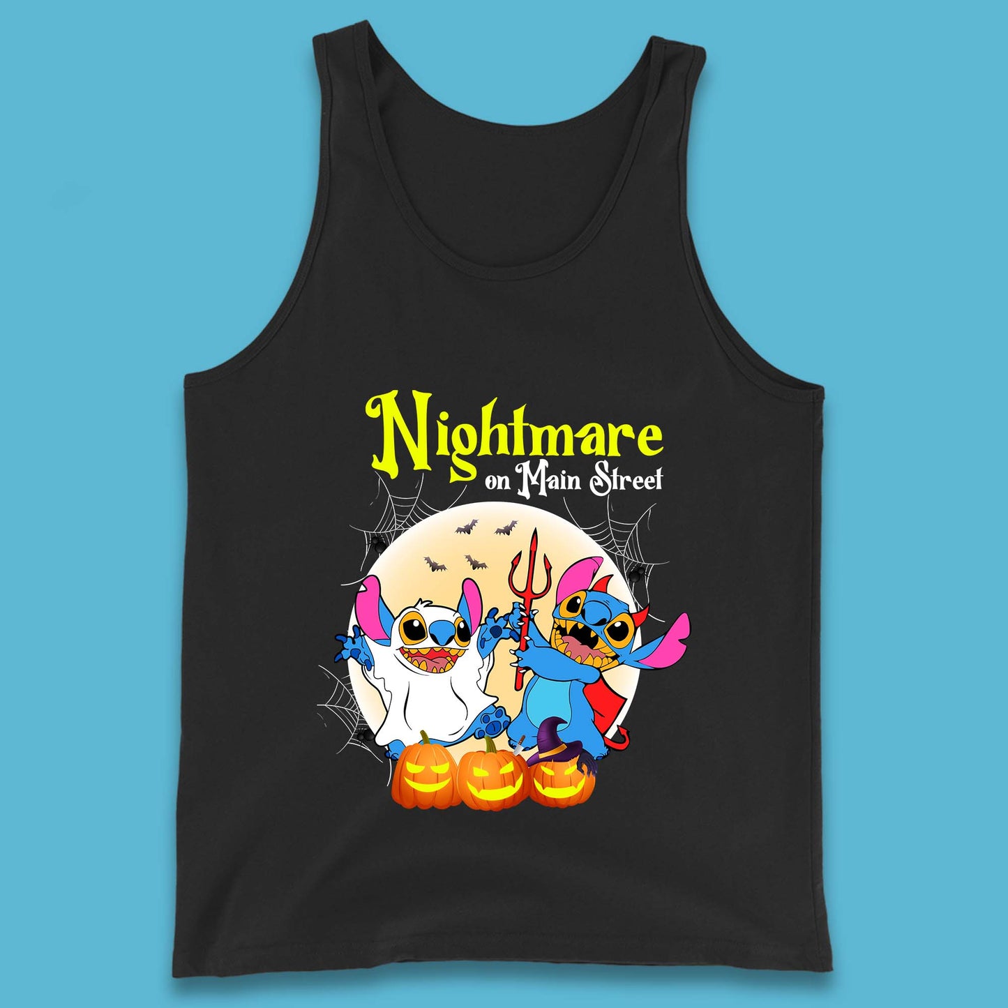 Nightmare On Main Street Vintage Stitch Halloween Devil Ghost Stitch Disney Halloween Lilo & Stitch Disney Trip Tank Top