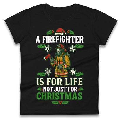 Firefighter Christmas Ladies T Shirt