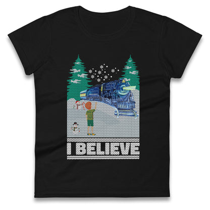 I Beleive Polar Express Christmas Womens t shirt