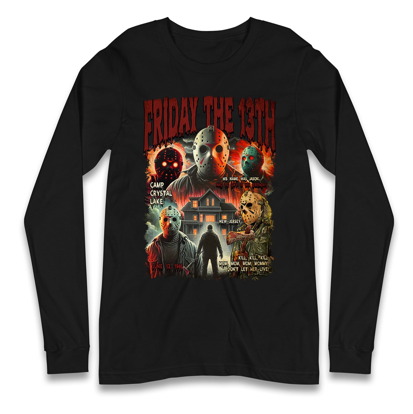 Jason voorhees Friday The 13th horror Halloween Bootleg Long Sleeve T Shirt