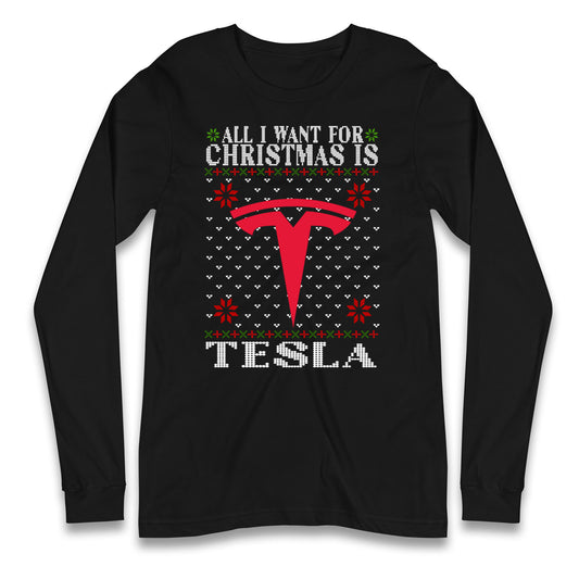 tesla christmas long sleeve t shirt