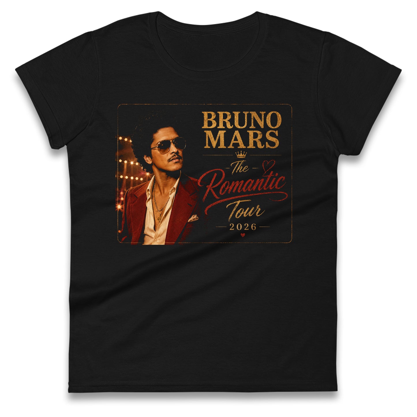 Bruno Mars The Romantic Tour 2026 Ladies T Shirt