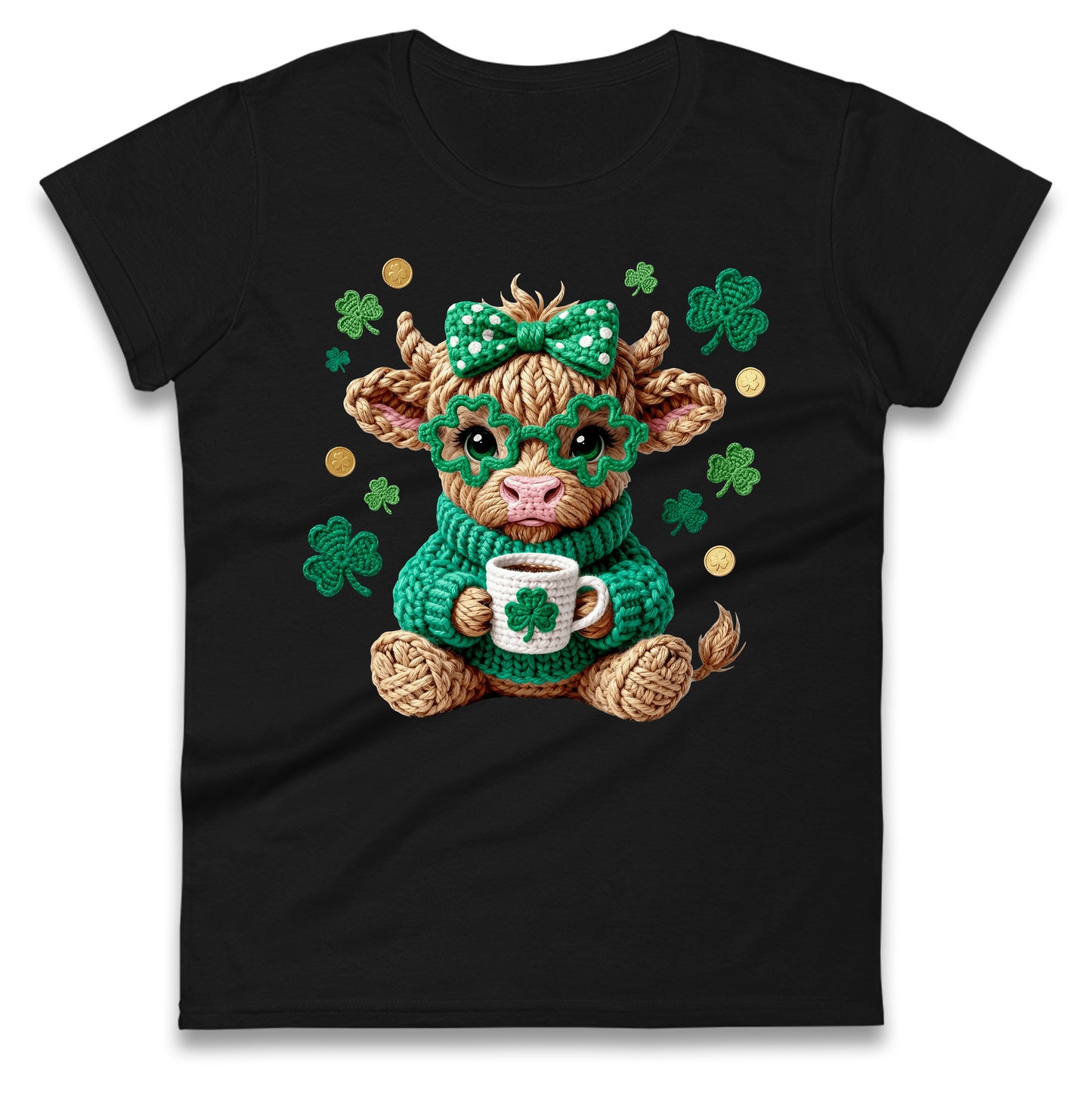 Cute Cow St Patrick Ladies T Shirt