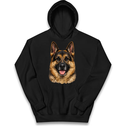 German Shepherd Dog Face Kids Hoodie