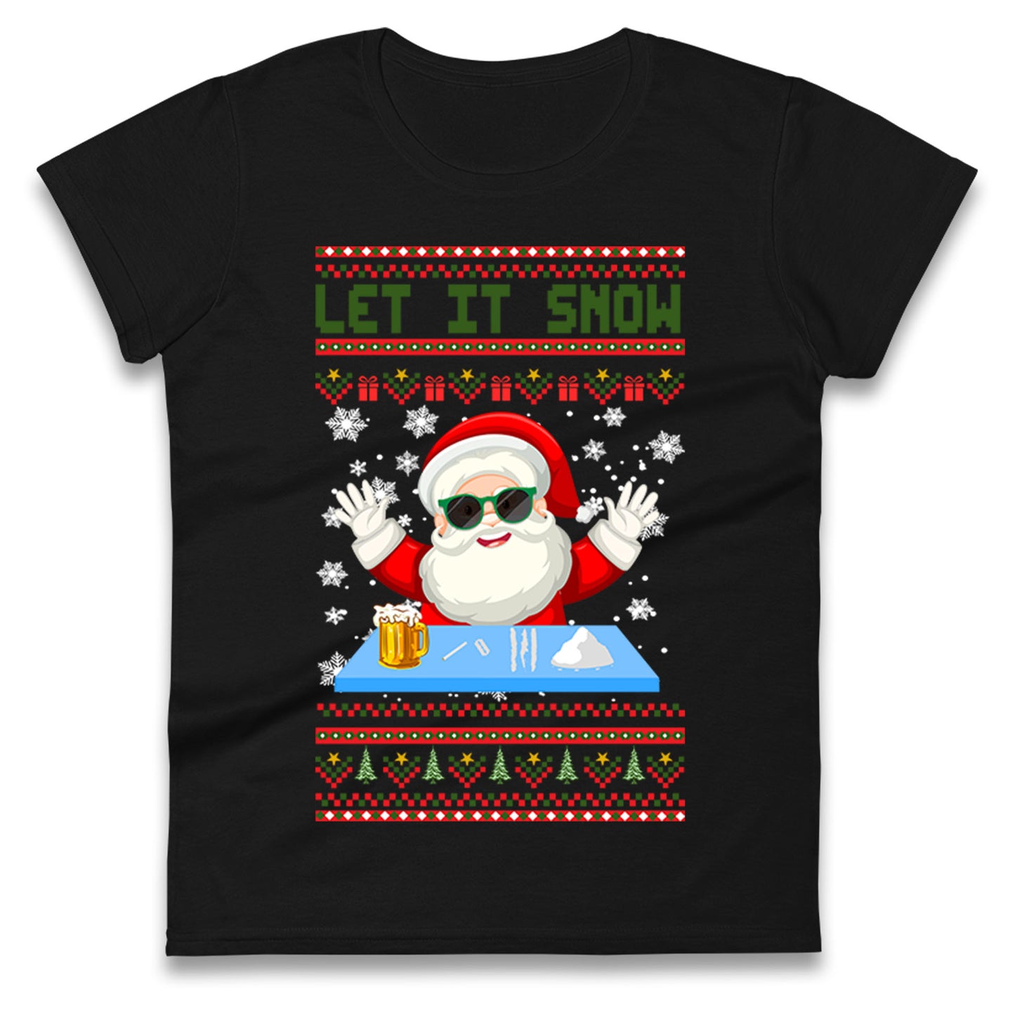 Santa Claus Christmas Ladies T Shirt